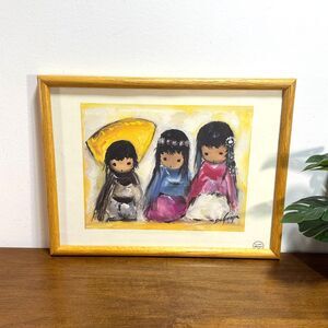 Ettore Ted DeGrazia Wee Three Signed Limited Edition Lithograph Print Framed Vtg